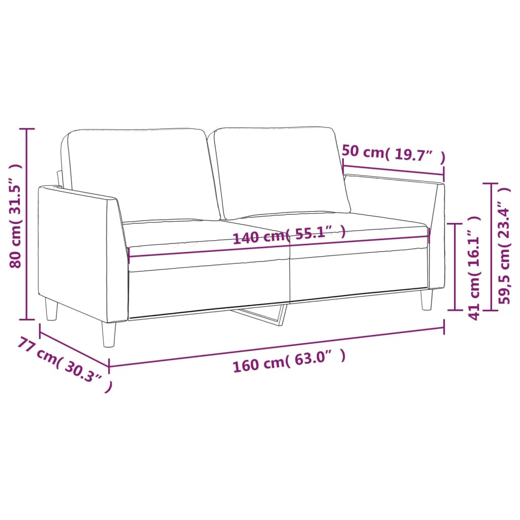 Tweezitsbank 140 cm kunstleer crèmekleurig is nu te koop bij PeponiXL, paradijselijk wonen!