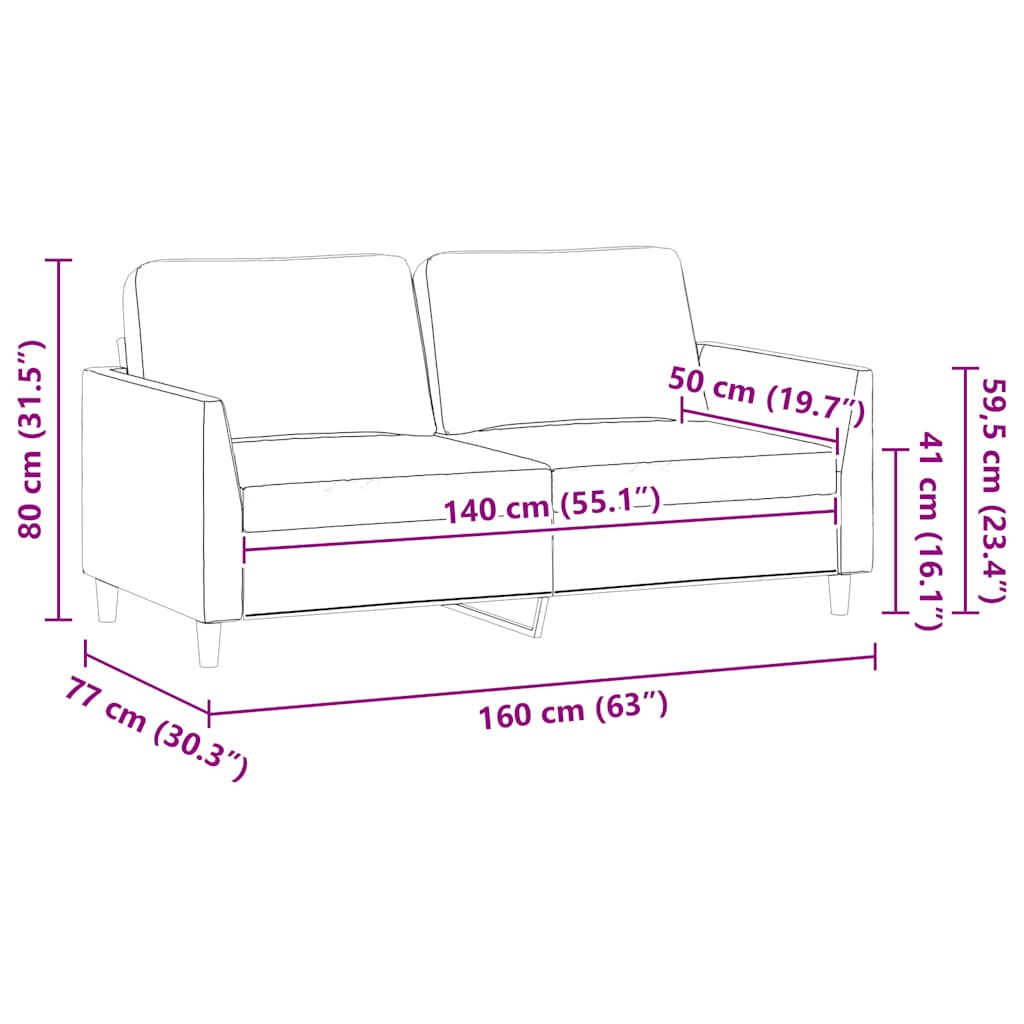 Tweezitsbank 140 cm kunstleer crèmekleurig is nu te koop bij PeponiXL, paradijselijk wonen!