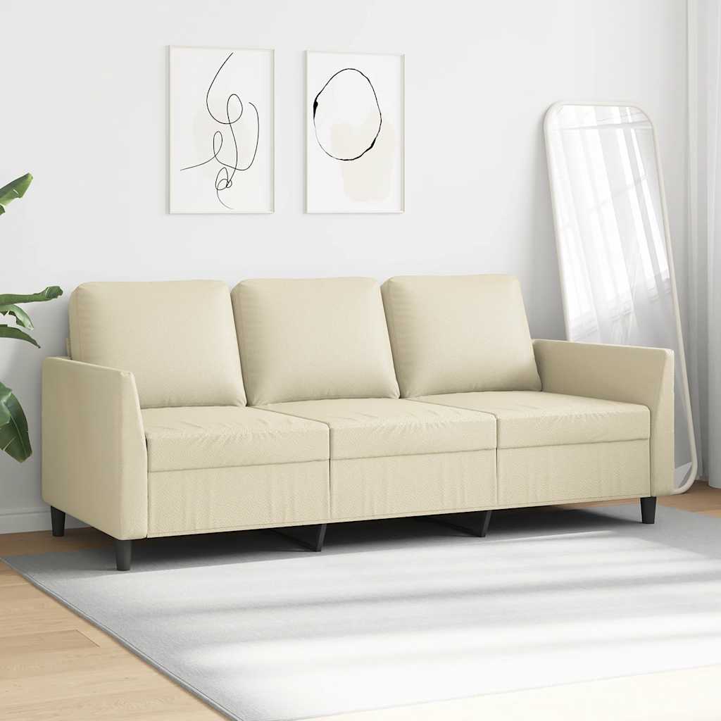 Driezitsbank 180 cm kunstleer crèmekleurig is nu te koop bij PeponiXL, paradijselijk wonen!