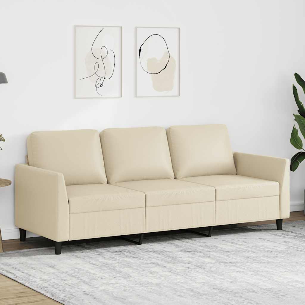 Driezitsbank 180 cm kunstleer crèmekleurig is nu te koop bij PeponiXL, paradijselijk wonen!