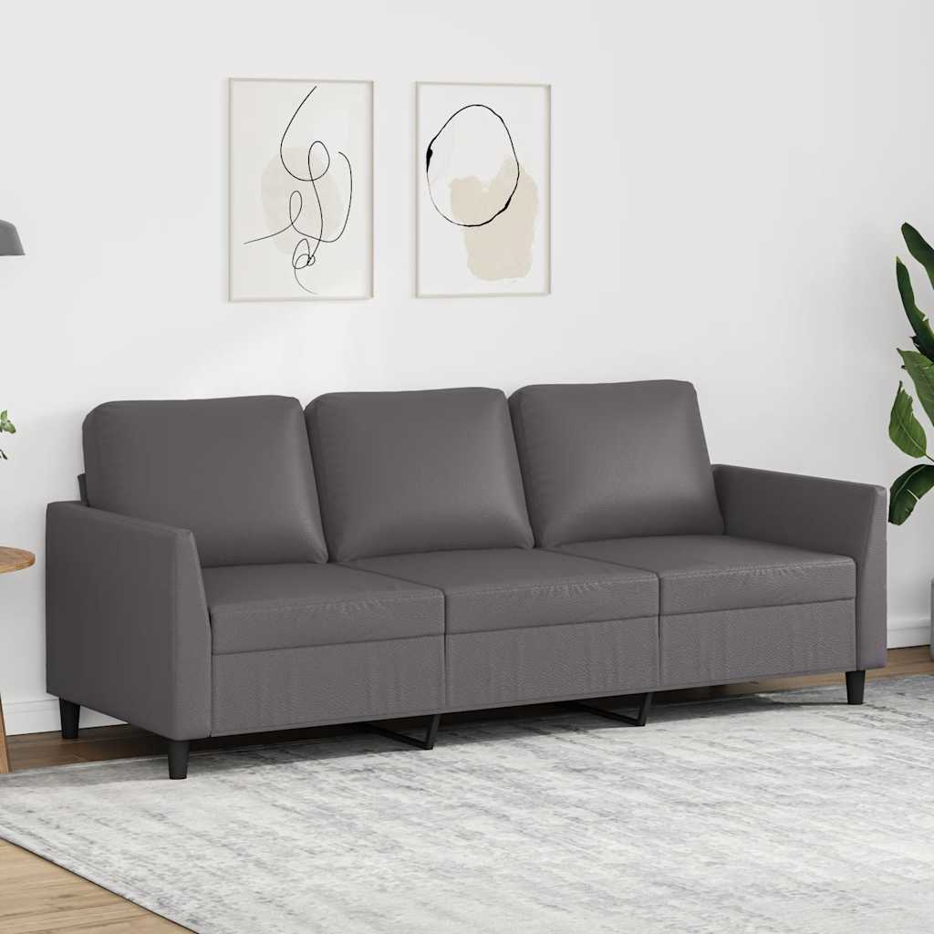 Driezitsbank 180 cm kunstleer grijs is nu te koop bij PeponiXL, paradijselijk wonen!