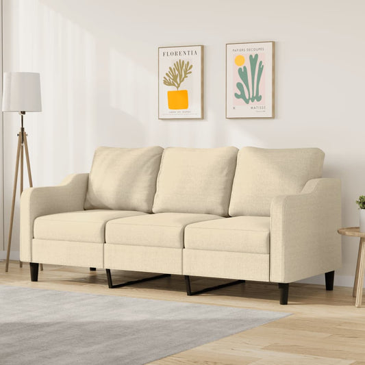 Driezitsbank 180 cm stof crèmekleurig is nu te koop bij PeponiXL, paradijselijk wonen!