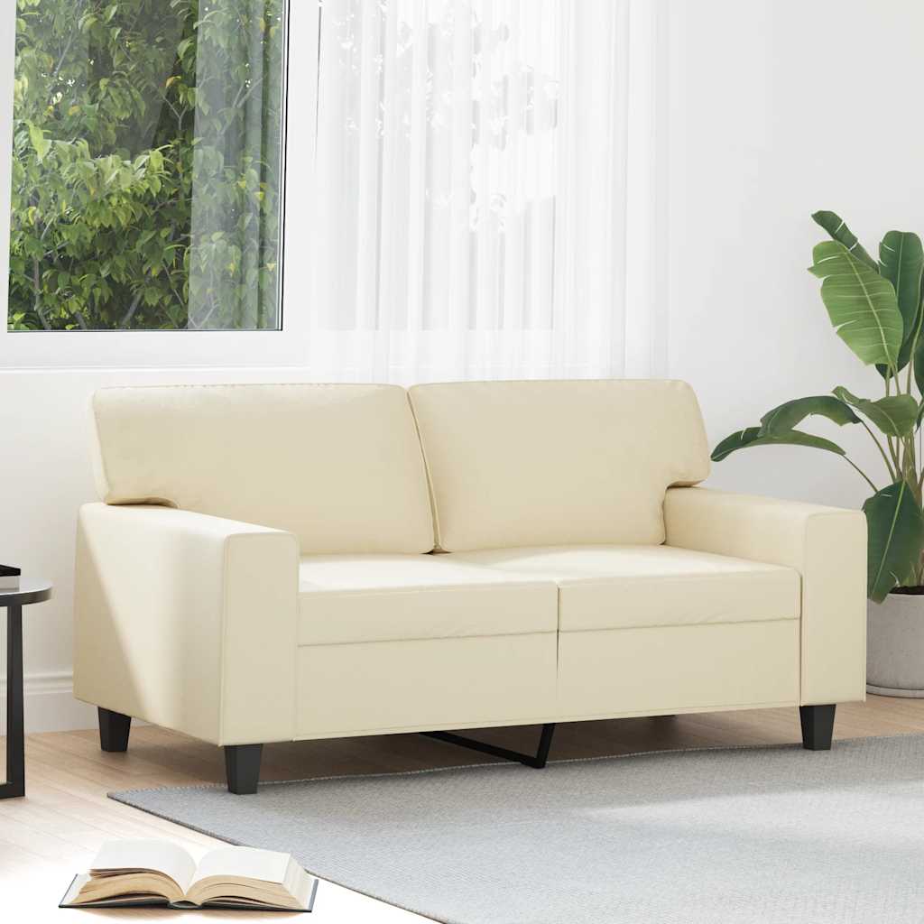 Tweezitsbank 120 cm kunstleer crèmekleurig is nu te koop bij PeponiXL, paradijselijk wonen!