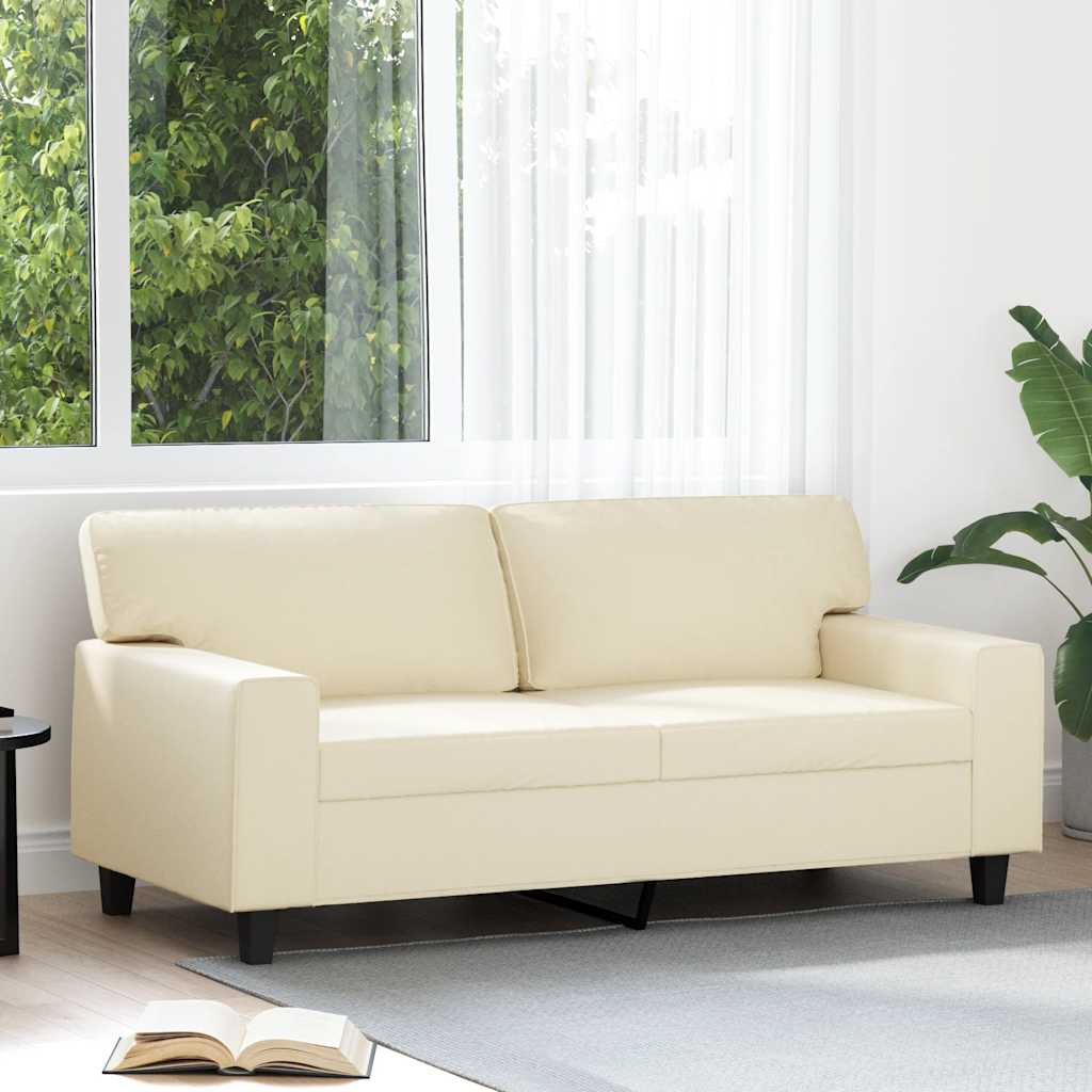 Tweezitsbank 140 cm kunstleer crèmekleurig is nu te koop bij PeponiXL, paradijselijk wonen!