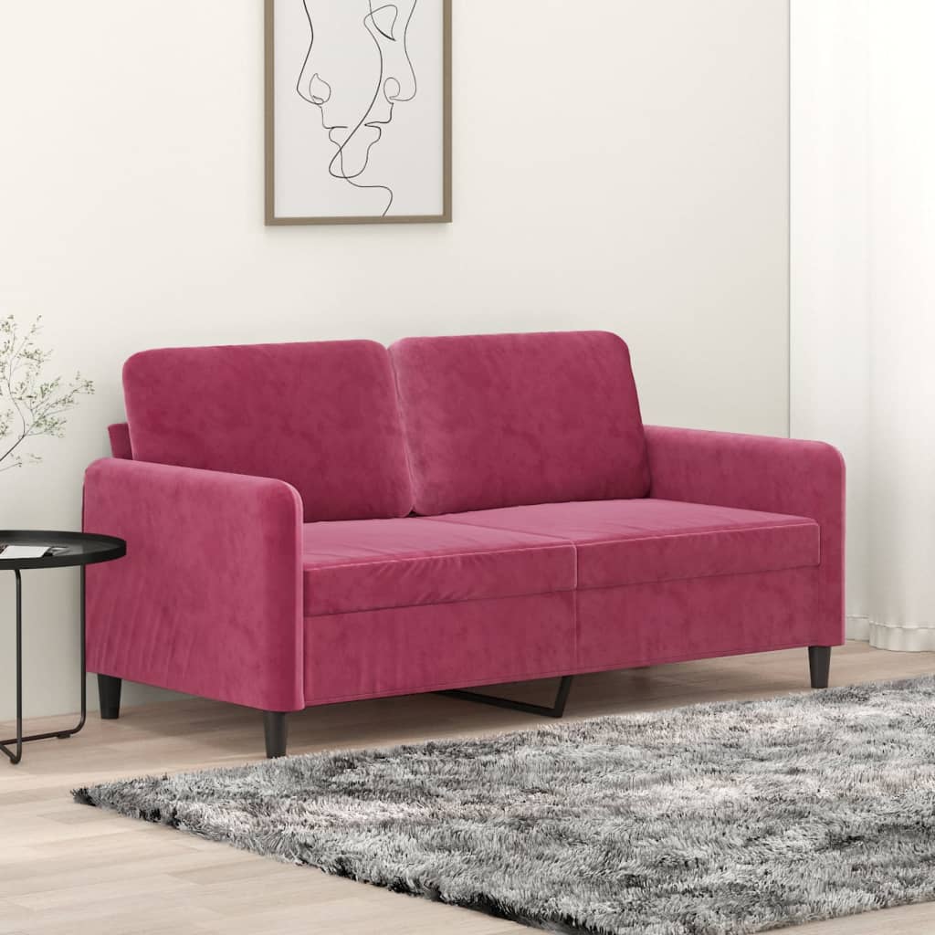 Tweezitsbank 140 cm fluweel wijnrood is nu te koop bij PeponiXL, paradijselijk wonen!