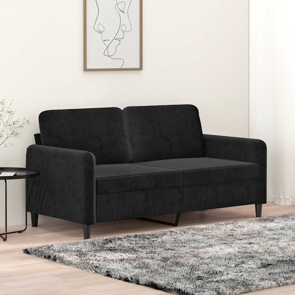 Tweezitsbank 140 cm fluweel zwart is nu te koop bij PeponiXL, paradijselijk wonen!