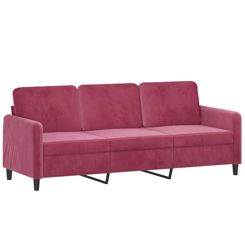 Driezitsbank 180 cm fluweel wijnrood is nu te koop bij PeponiXL, paradijselijk wonen!