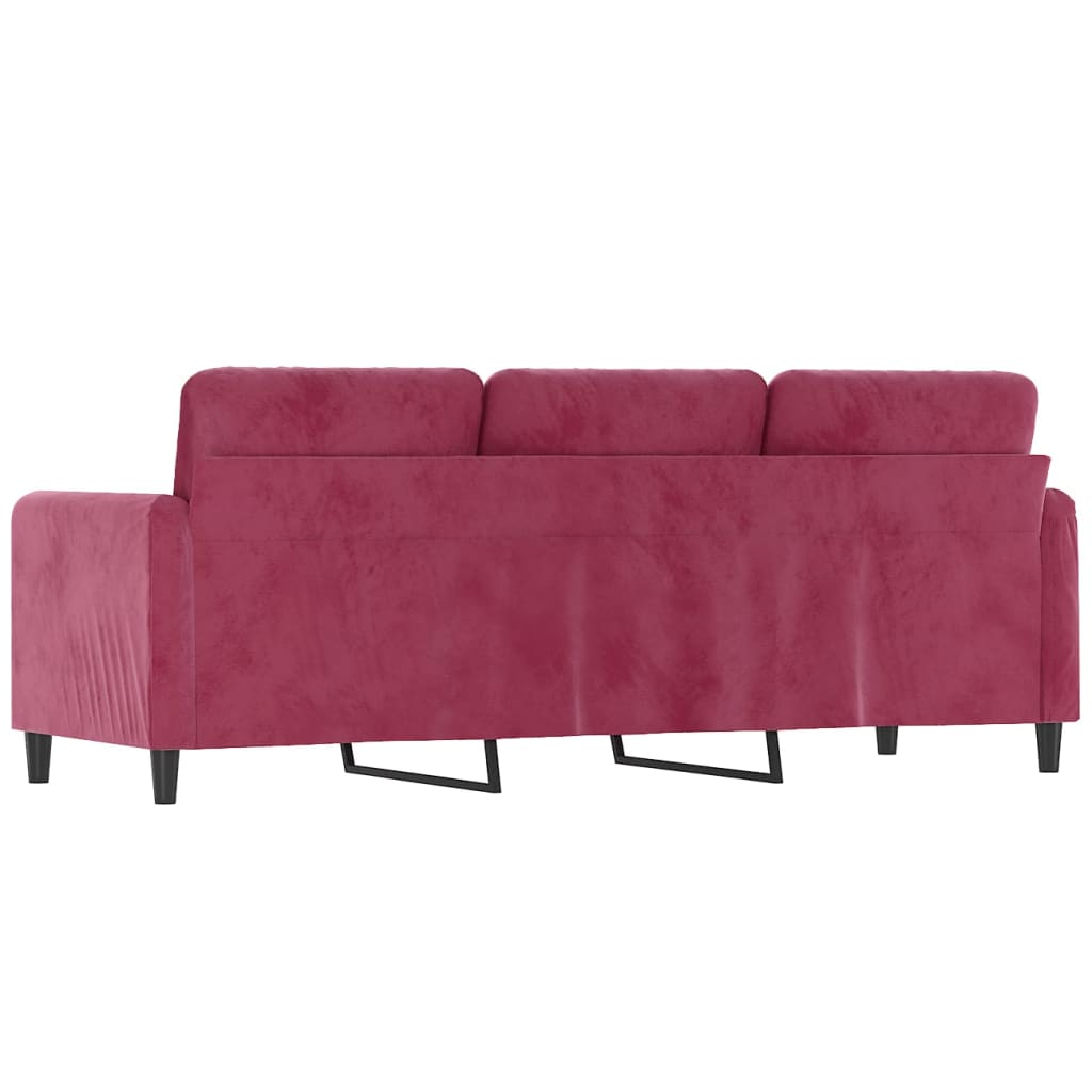 Driezitsbank 180 cm fluweel wijnrood is nu te koop bij PeponiXL, paradijselijk wonen!