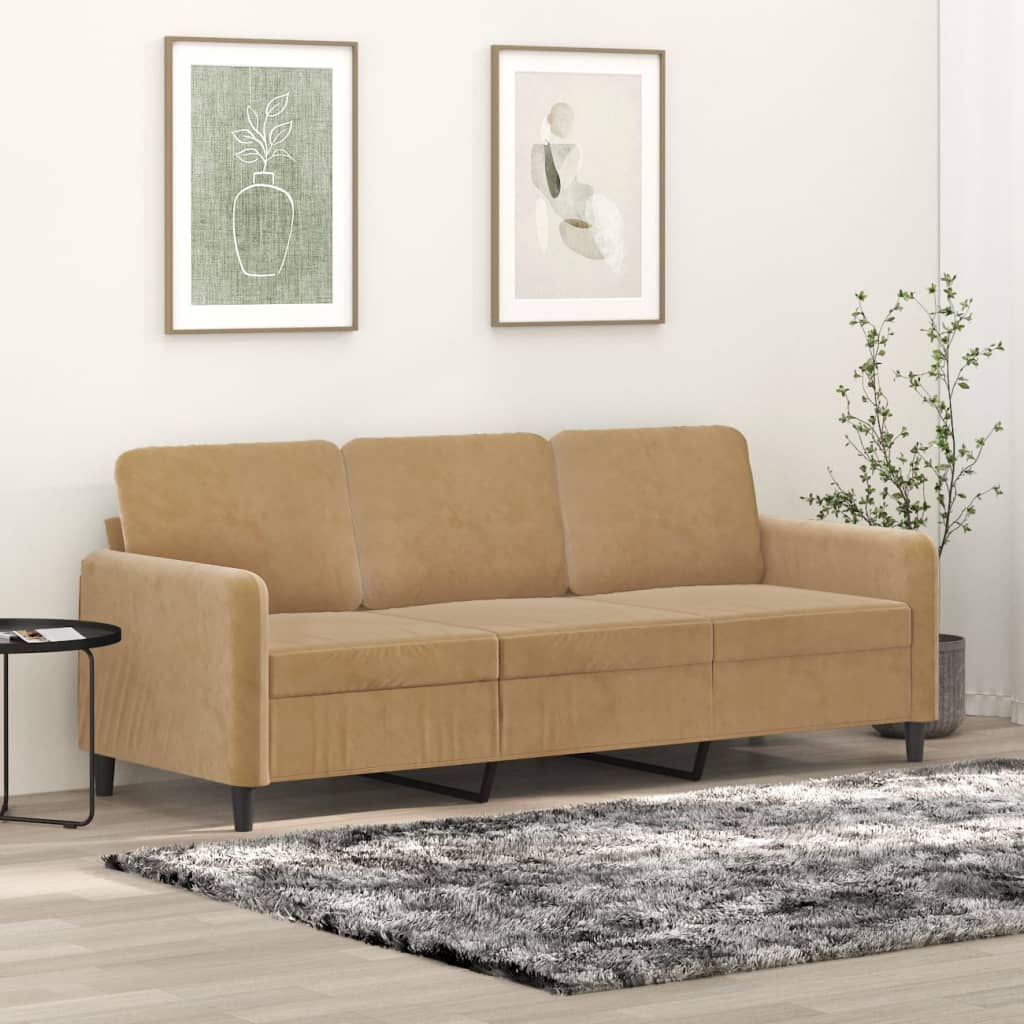 Driezitsbank 180 cm fluweel bruin is nu te koop bij PeponiXL, paradijselijk wonen!