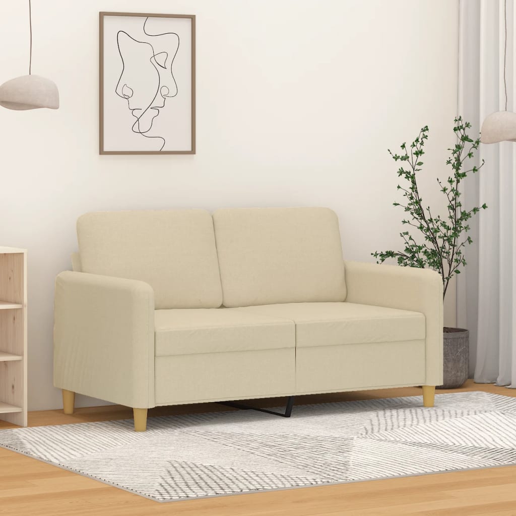 Tweezitsbank 120 cm stof crèmekleurig is nu te koop bij PeponiXL, paradijselijk wonen!