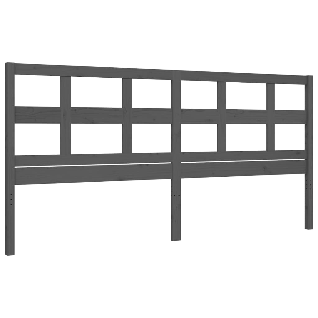 Bedframe met hoofdbord massief hout grijs 200x200 cm is nu te koop bij PeponiXL, paradijselijk wonen!