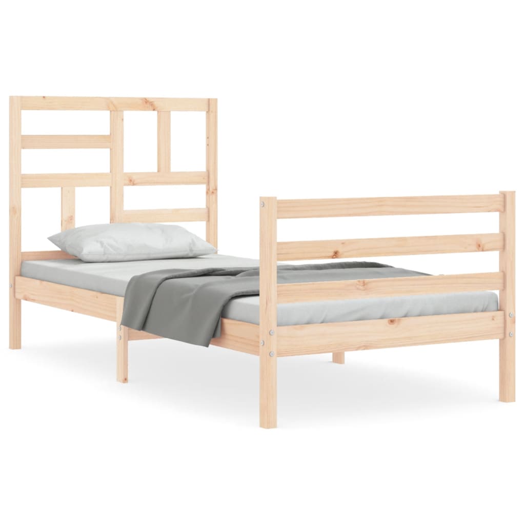 Bedframe met hoofdbord massief hout 100x200 cm is nu te koop bij PeponiXL, paradijselijk wonen!
