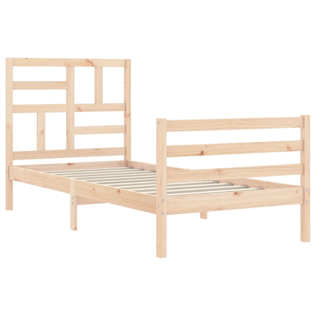 Bedframe met hoofdbord massief hout 100x200 cm is nu te koop bij PeponiXL, paradijselijk wonen!