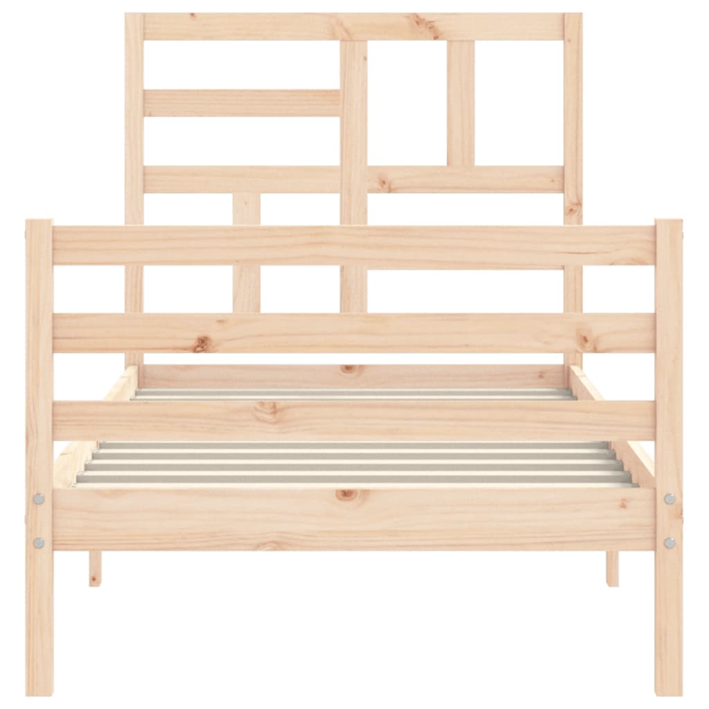 Bedframe met hoofdbord massief hout 100x200 cm is nu te koop bij PeponiXL, paradijselijk wonen!