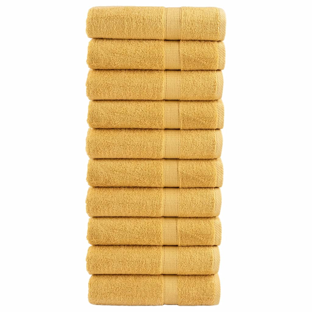 Badhanddoeken SOLUND 10 st 600 g/m² 100x150 cm goudkleurig is nu te koop bij PeponiXL, paradijselijk wonen!