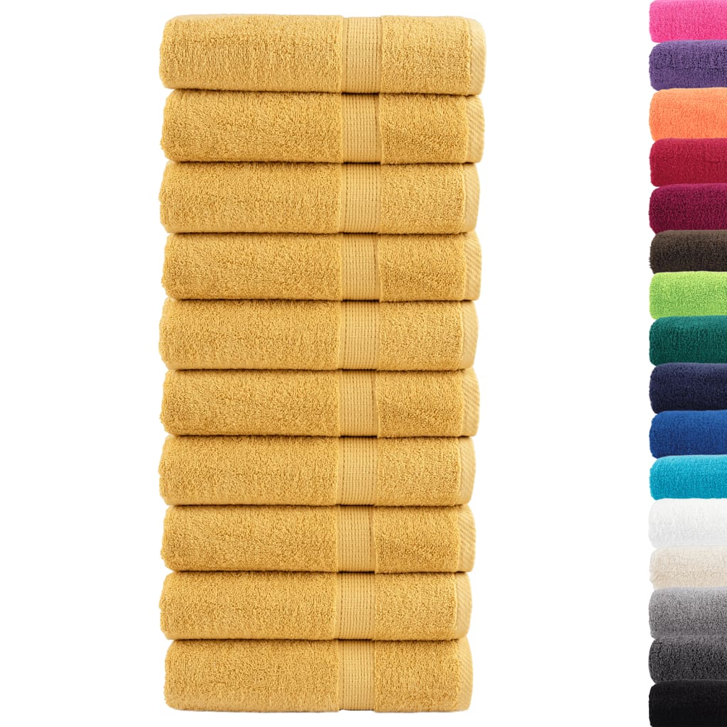 Badhanddoeken SOLUND 10 st 600 g/m² 100x150 cm goudkleurig is nu te koop bij PeponiXL, paradijselijk wonen!