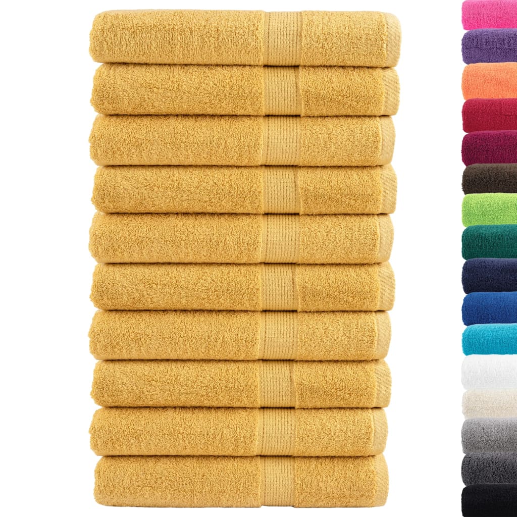 Handdoeken SOLUND 10 st 600 g/m² 100x200 cm goudkleurig is nu te koop bij PeponiXL, paradijselijk wonen!