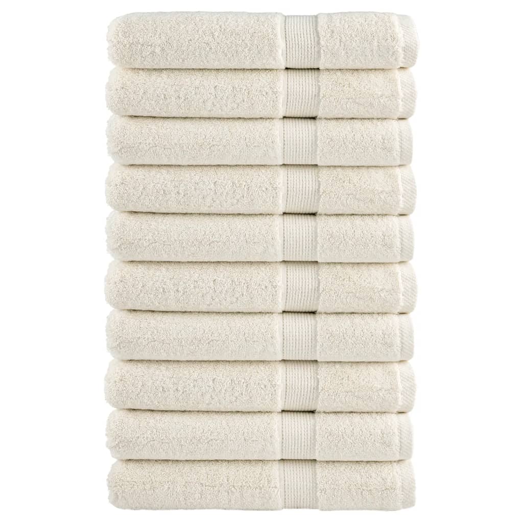 Handdoeken SOLUND 10 st 600 g/m² 100x200 cm crèmekleurig is nu te koop bij PeponiXL, paradijselijk wonen!