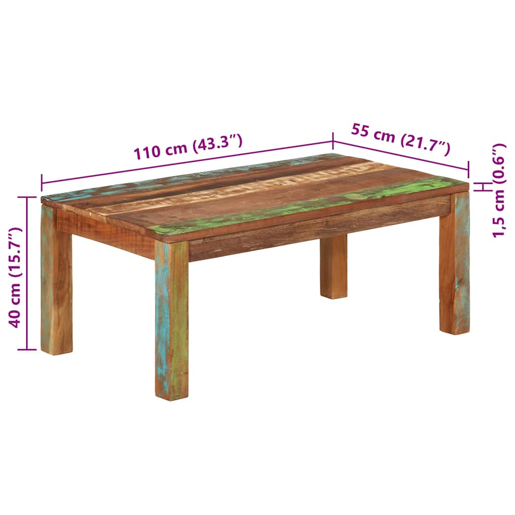 Salontafel 110x55x40 cm Massief gerecycled hout is nu te koop bij PeponiXL, paradijselijk wonen!