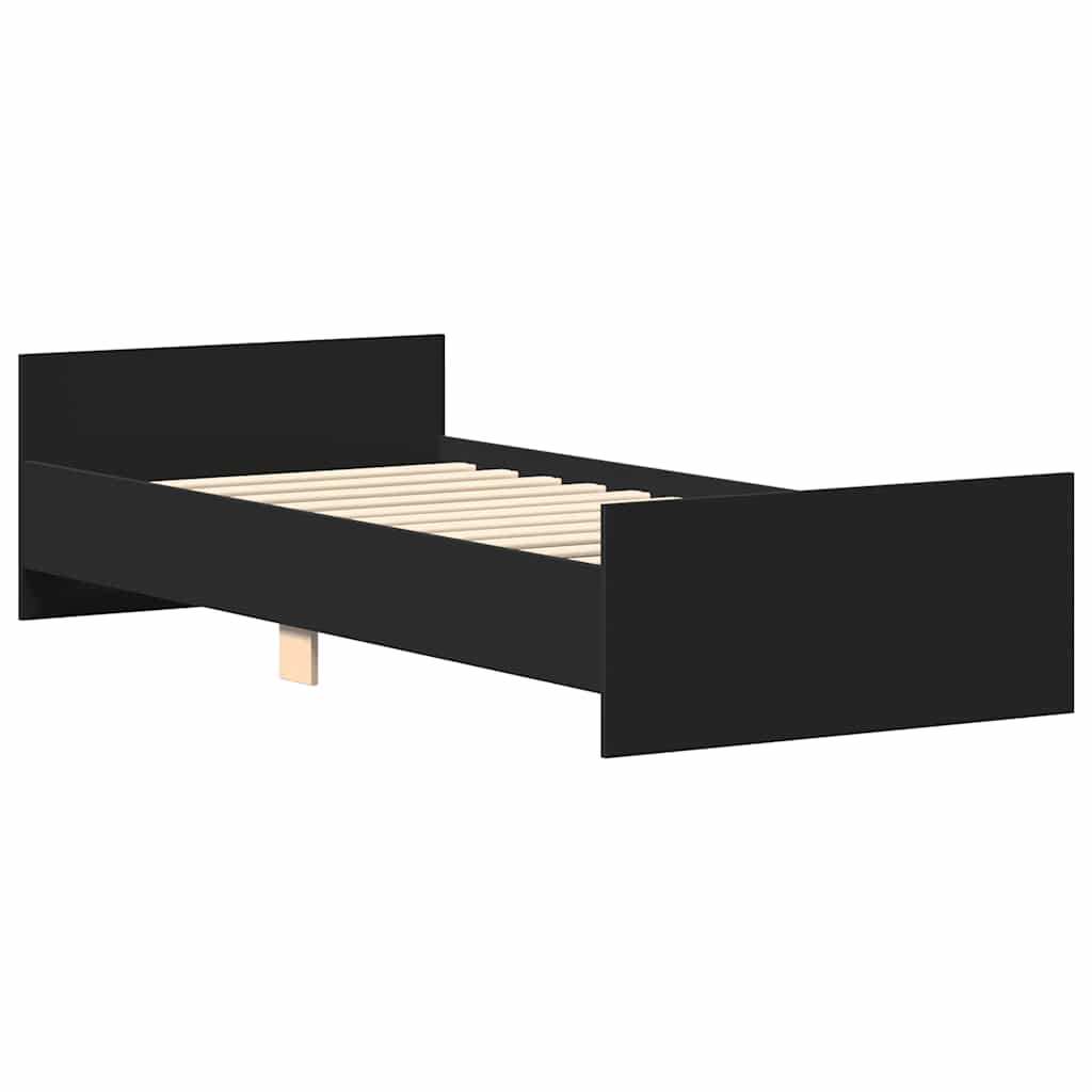 Bedframe bewerkt hout zwart 75x190 cm