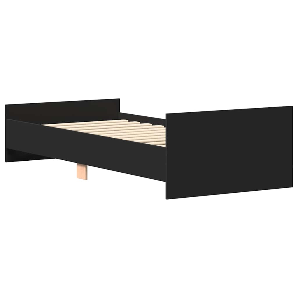 Bedframe bewerkt hout zwart 75x190 cm