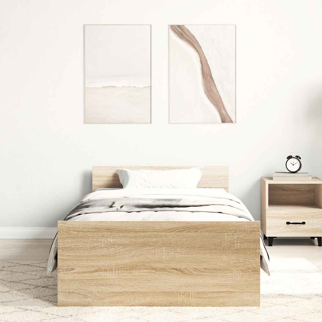 Bedframe zonder matras hout sonoma eikenkleurig 75x190 cm is nu te koop bij PeponiXL, paradijselijk wonen!