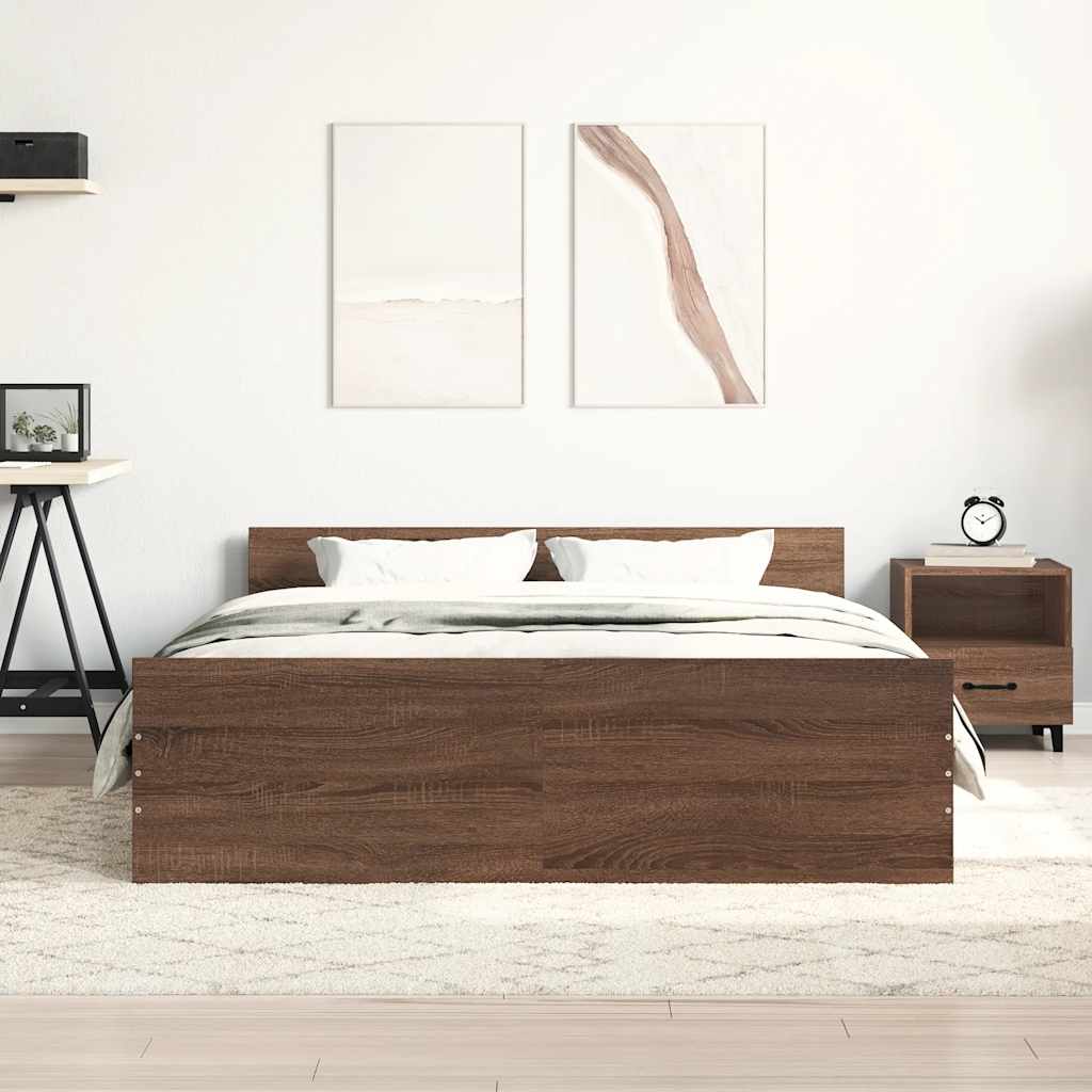 Bedframe hoofd- en voeteneinde bruin eikenkleur 120x200 cm is nu te koop bij PeponiXL, paradijselijk wonen!