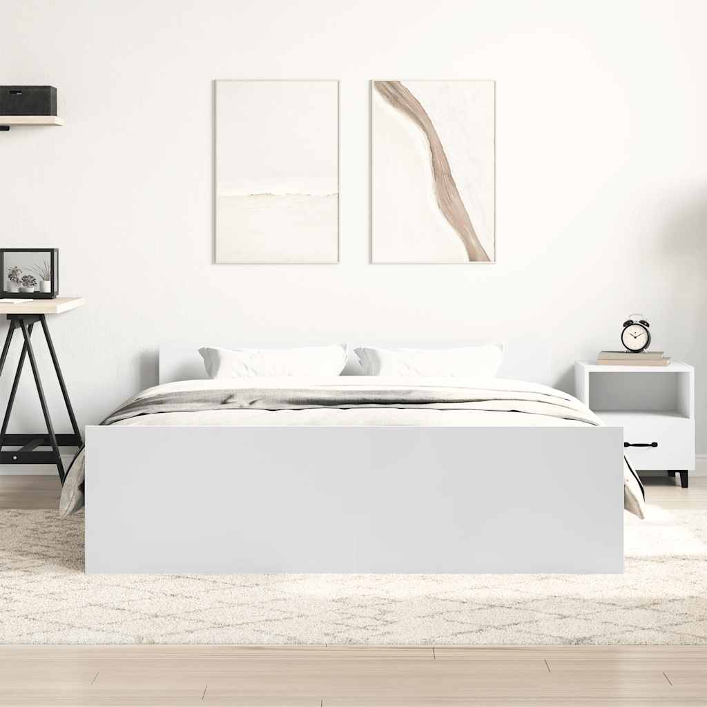 Bedframe met hoofd- en voeteneinde wit 140x200 cm is nu te koop bij PeponiXL, paradijselijk wonen!