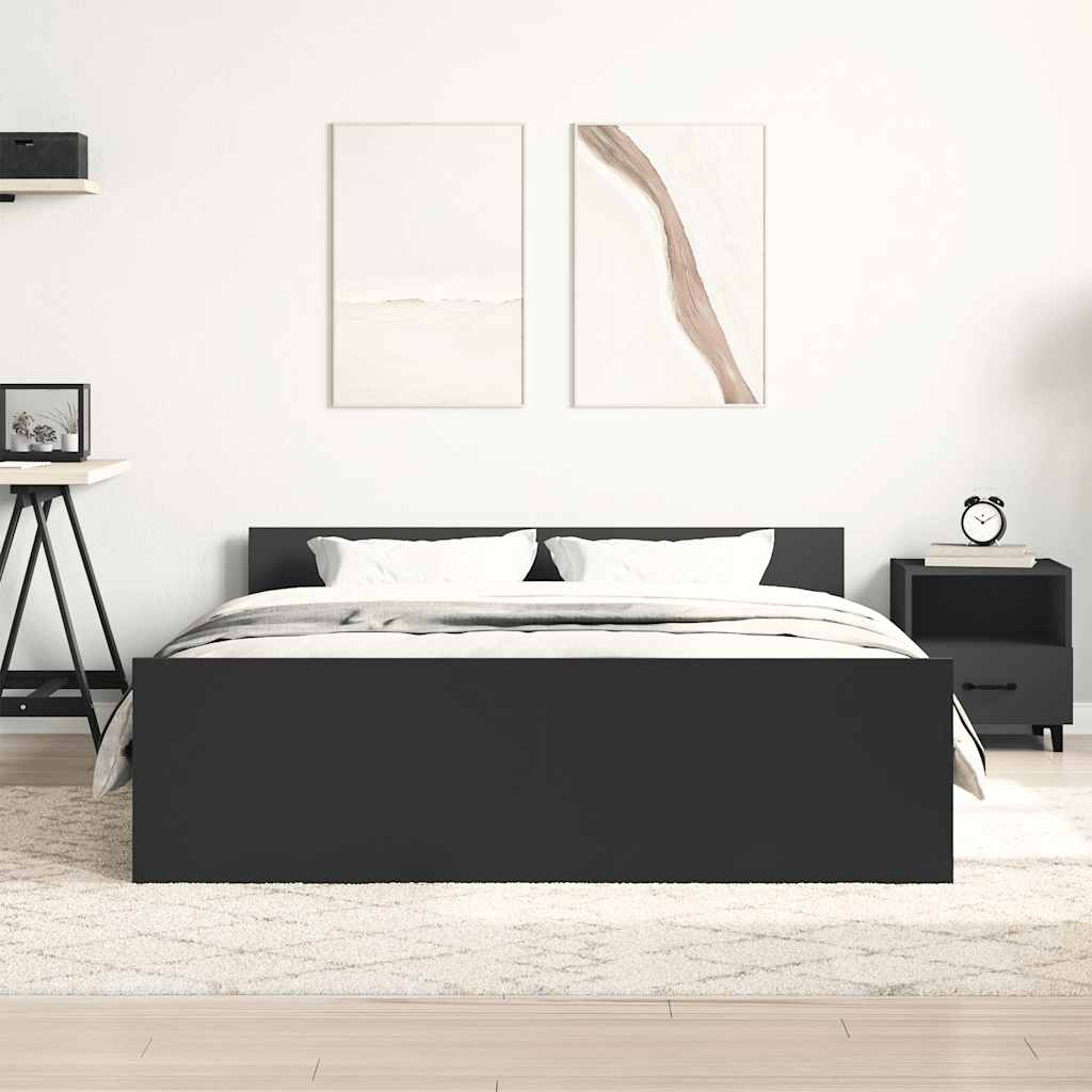 Bedframe met hoofd- en voeteneinde zwart 140x200 cm is nu te koop bij PeponiXL, paradijselijk wonen!