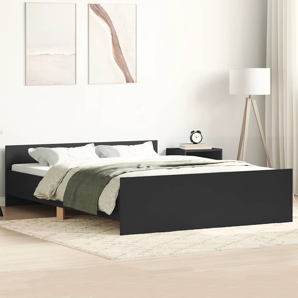 Bedframe met hoofd- en voeteneinde zwart 140x200 cm is nu te koop bij PeponiXL, paradijselijk wonen!