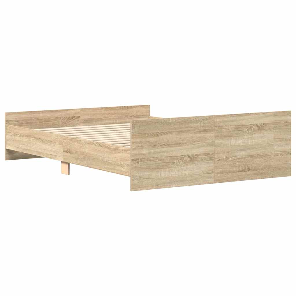Bedframe met hoofd- en voeteneinde sonoma eikenkleur 140x200 cm is nu te koop bij PeponiXL, paradijselijk wonen!