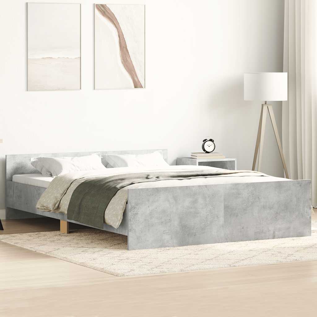 Bedframe met hoofd- en voeteneinde betongrijs 140x200 cm is nu te koop bij PeponiXL, paradijselijk wonen!