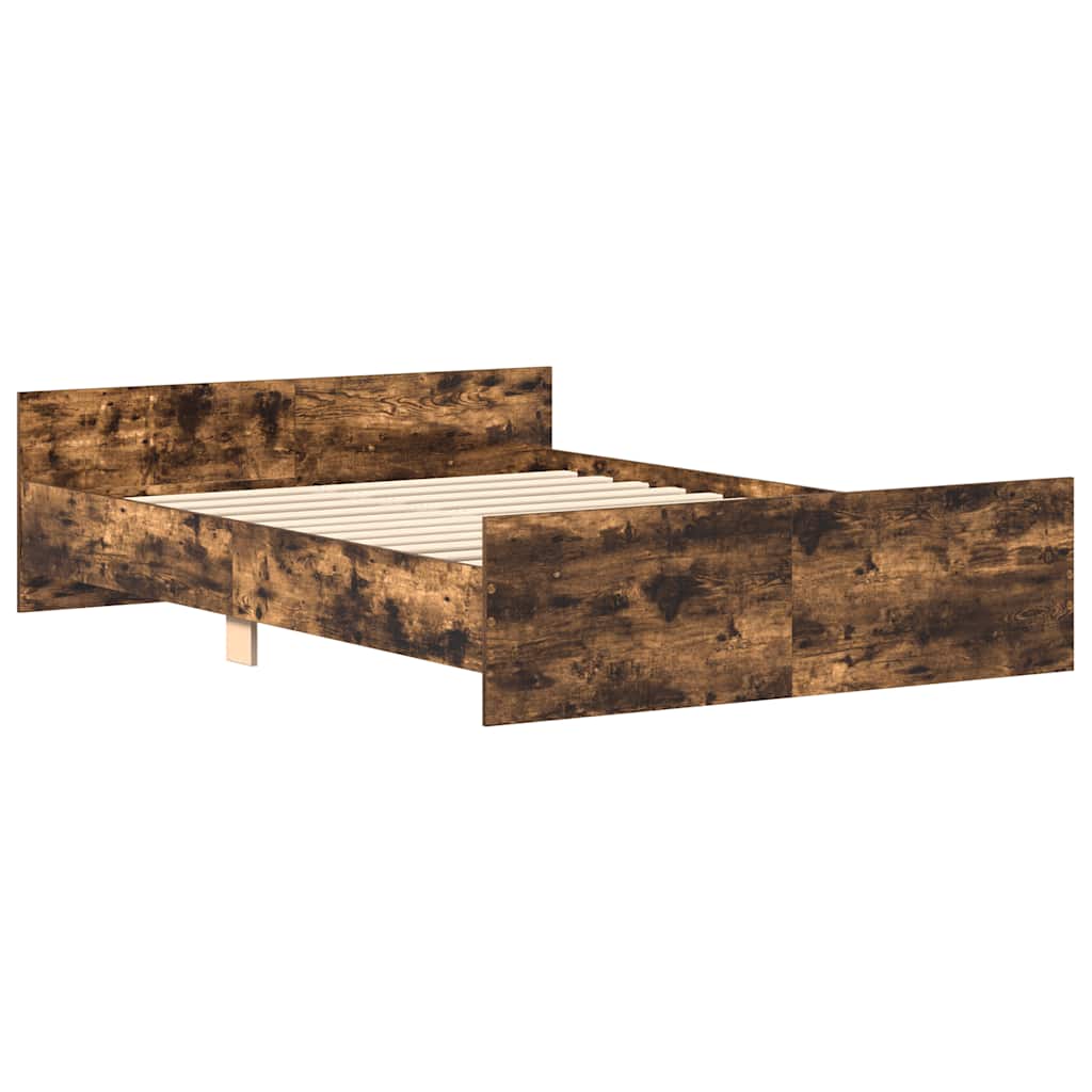 Bedframe met hoofd- en voeteneinde gerookt eiken 140x200 cm is nu te koop bij PeponiXL, paradijselijk wonen!