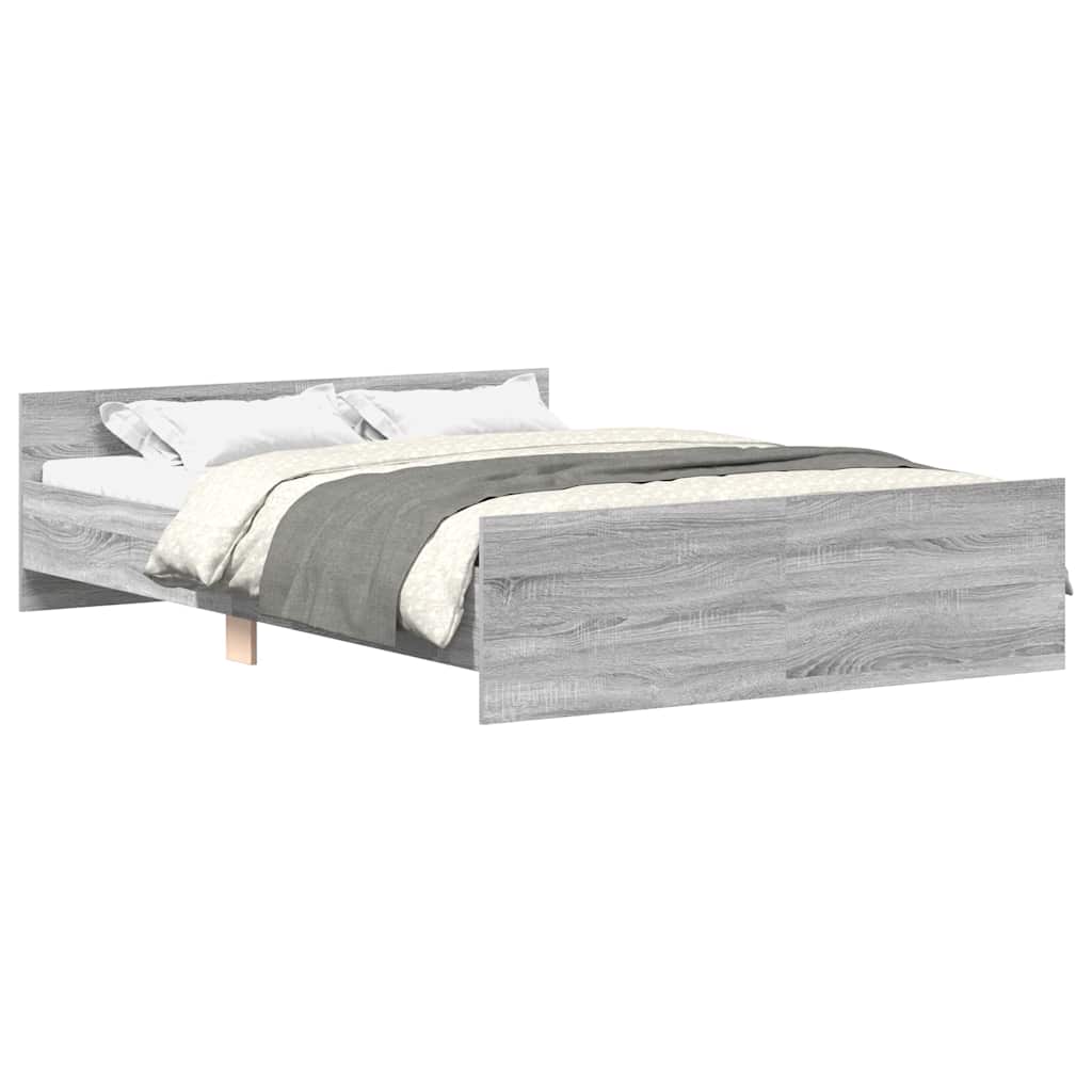 Bedframe met hoofd- en voeteneinde grijs sonoma 140x200 cm is nu te koop bij PeponiXL, paradijselijk wonen!