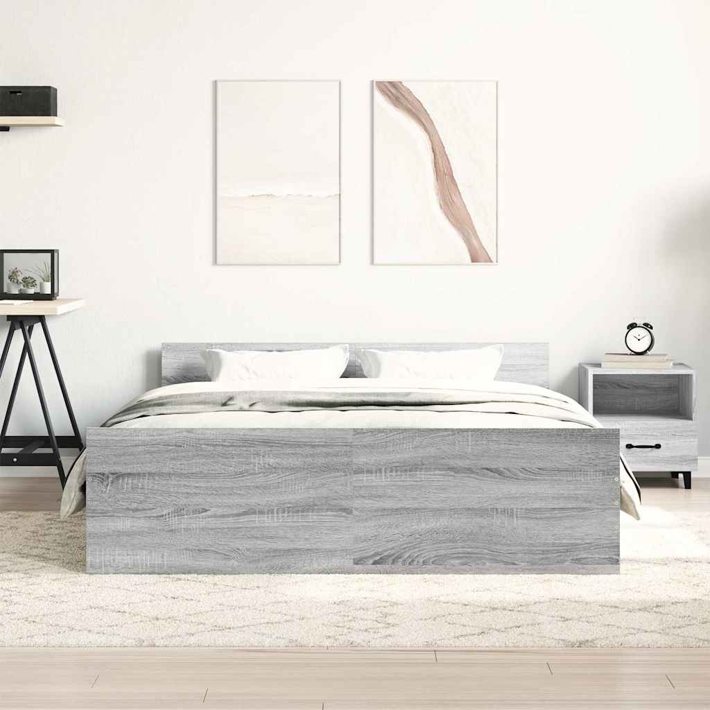 Bedframe met hoofd- en voeteneinde grijs sonoma 140x200 cm is nu te koop bij PeponiXL, paradijselijk wonen!