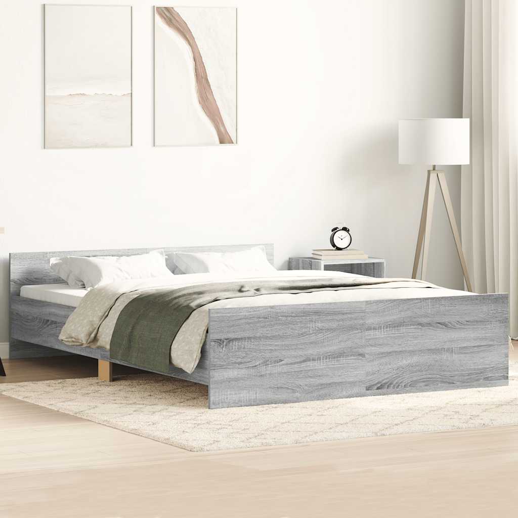 Bedframe met hoofd- en voeteneinde grijs sonoma 140x200 cm is nu te koop bij PeponiXL, paradijselijk wonen!