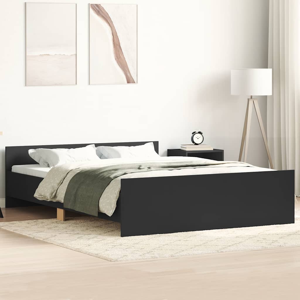 Bedframe met hoofd- en voeteneinde zwart 150x200 cm is nu te koop bij PeponiXL, paradijselijk wonen!