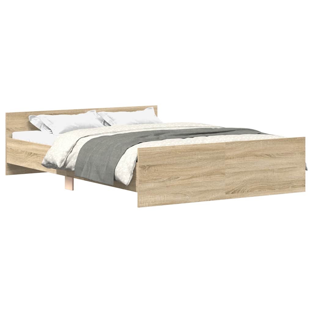 Bedframe met hoofd- en voeteneinde sonoma eikenkleur 150x200 cm is nu te koop bij PeponiXL, paradijselijk wonen!