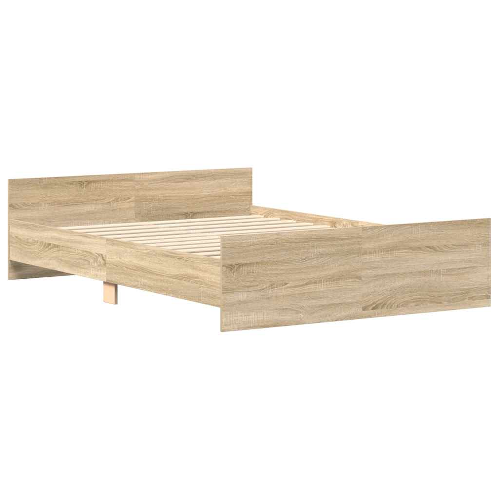 Bedframe met hoofd- en voeteneinde sonoma eikenkleur 150x200 cm is nu te koop bij PeponiXL, paradijselijk wonen!