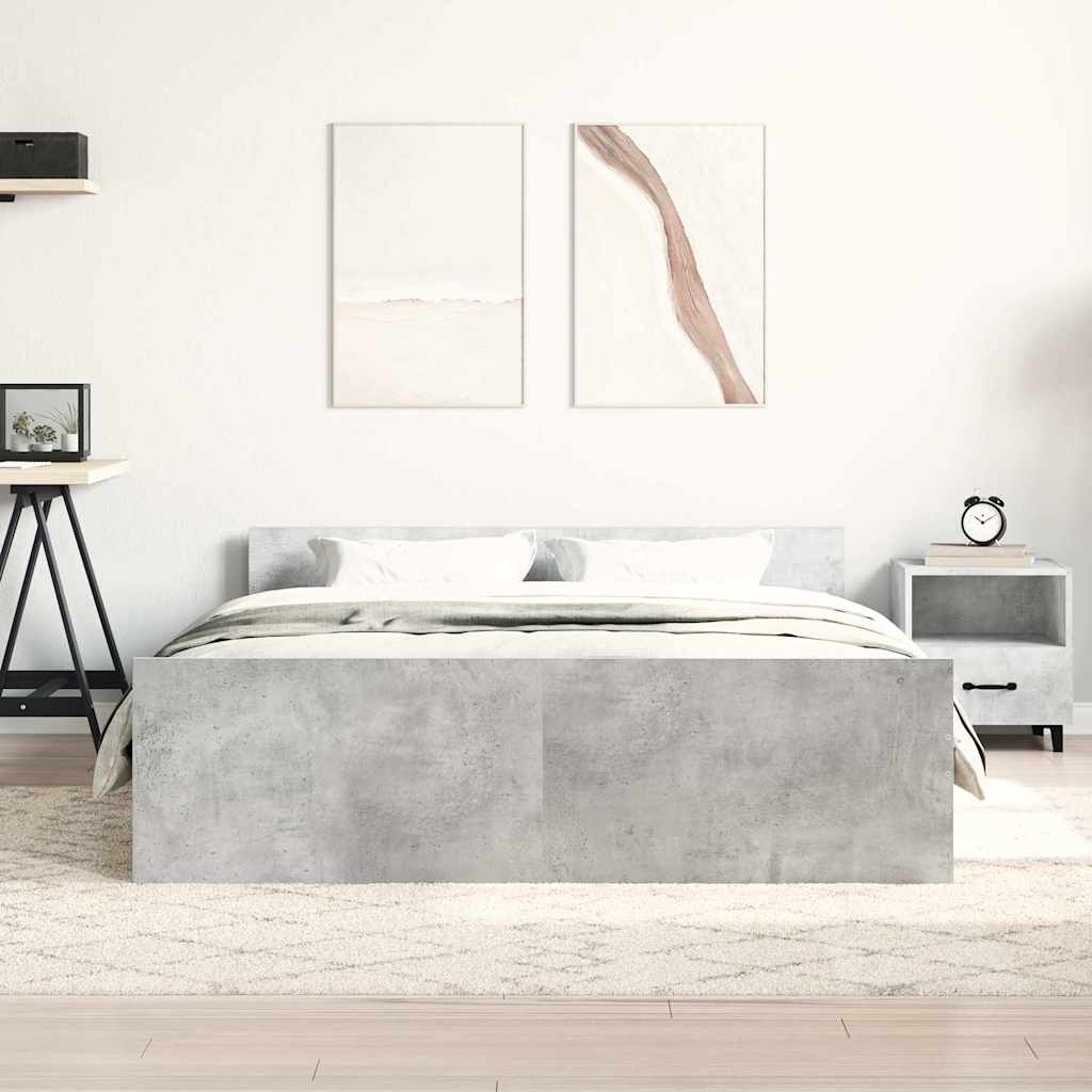 Bedframe met hoofd- en voeteneinde betongrijs 150x200 cm is nu te koop bij PeponiXL, paradijselijk wonen!