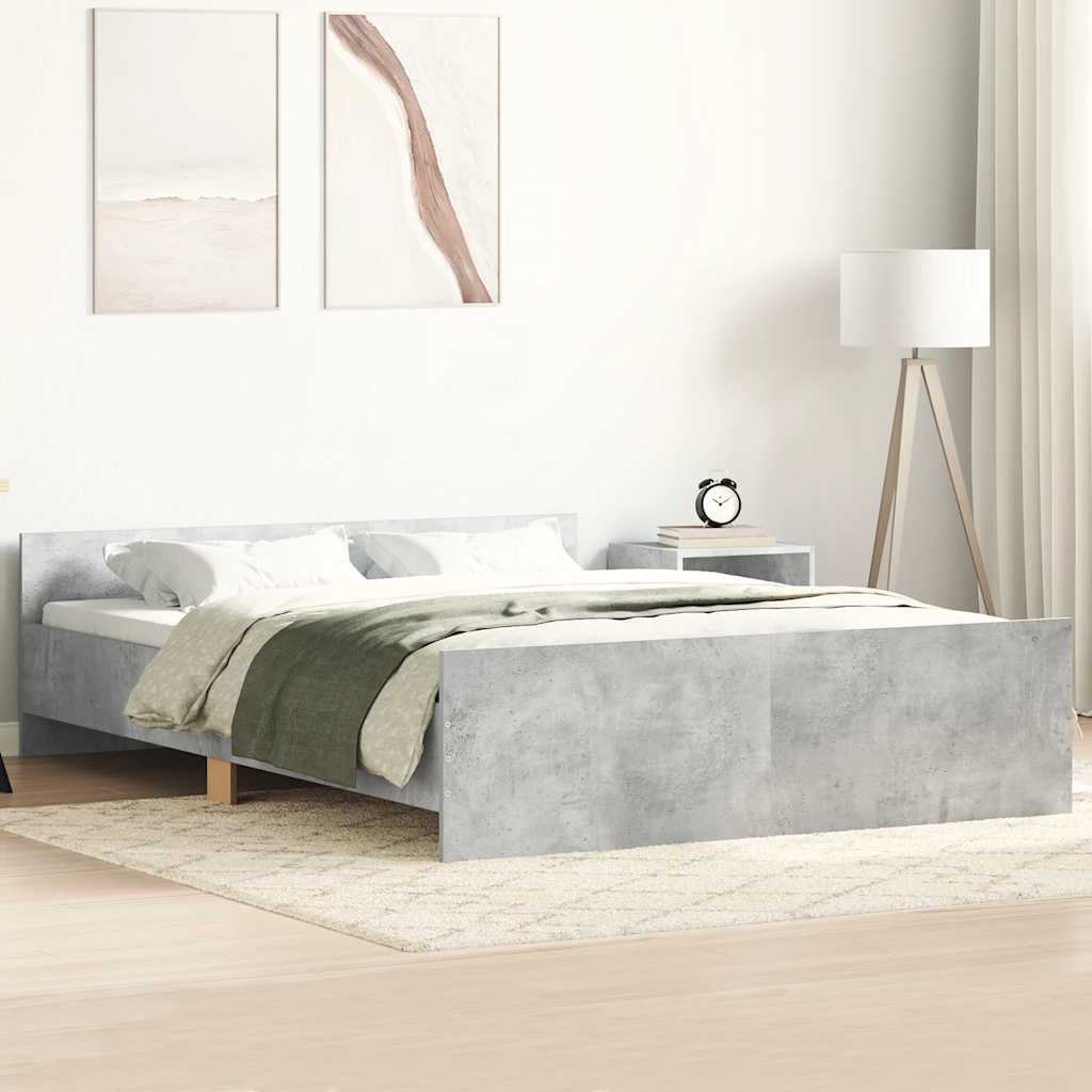Bedframe met hoofd- en voeteneinde betongrijs 150x200 cm is nu te koop bij PeponiXL, paradijselijk wonen!