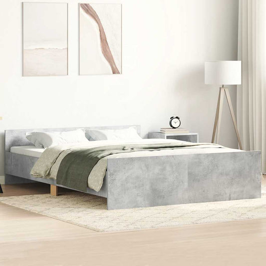 Bedframe met hoofd- en voeteneinde betongrijs 150x200 cm is nu te koop bij PeponiXL, paradijselijk wonen!