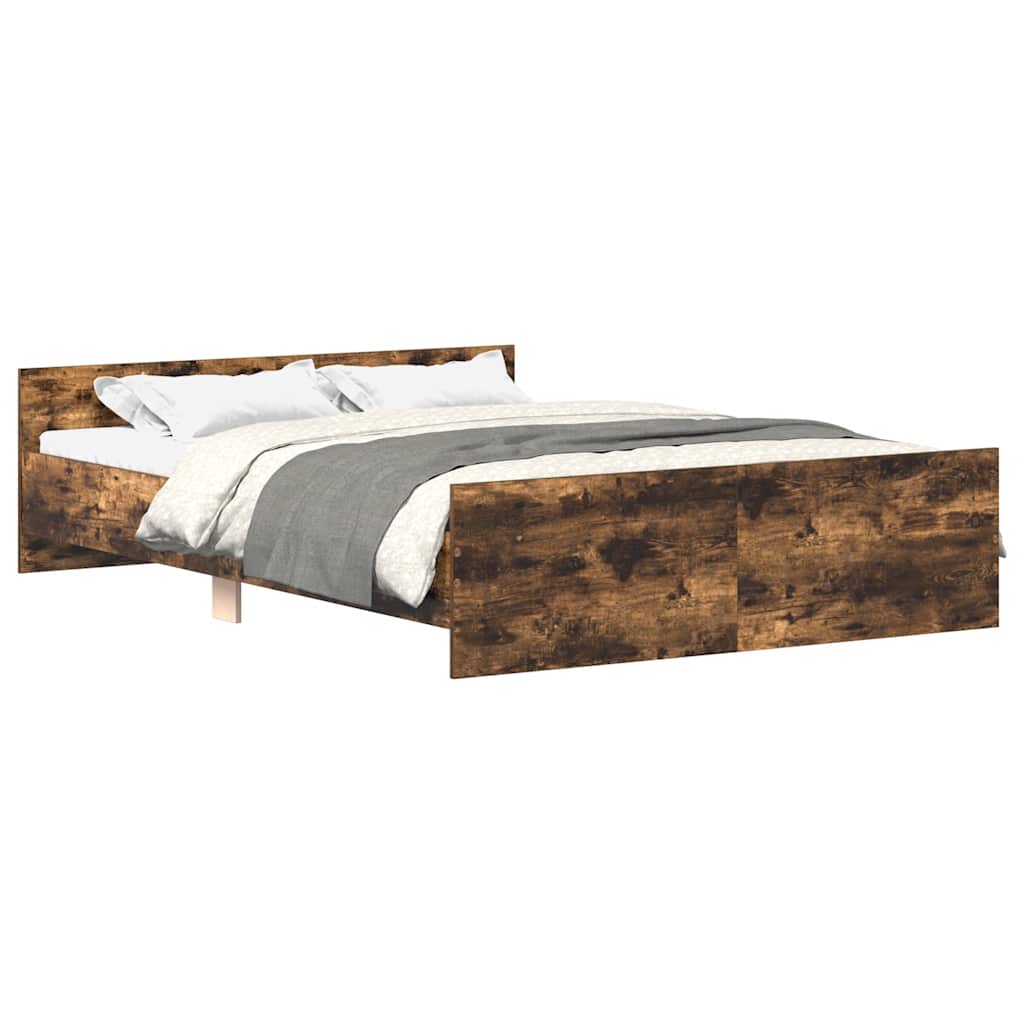 Bedframe met hoofd- en voeteneinde gerookt eiken 150x200 cm is nu te koop bij PeponiXL, paradijselijk wonen!