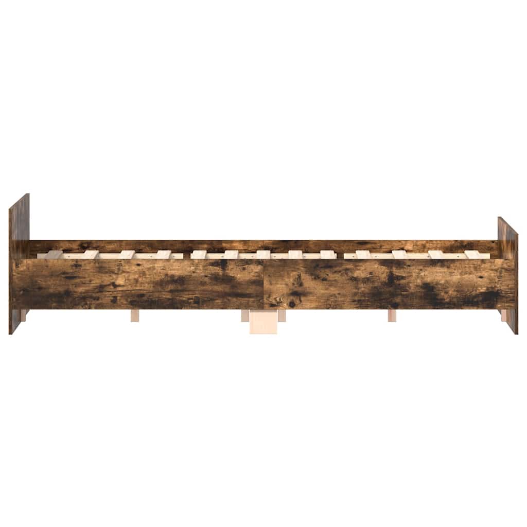 Bedframe met hoofd- en voeteneinde gerookt eiken 150x200 cm is nu te koop bij PeponiXL, paradijselijk wonen!