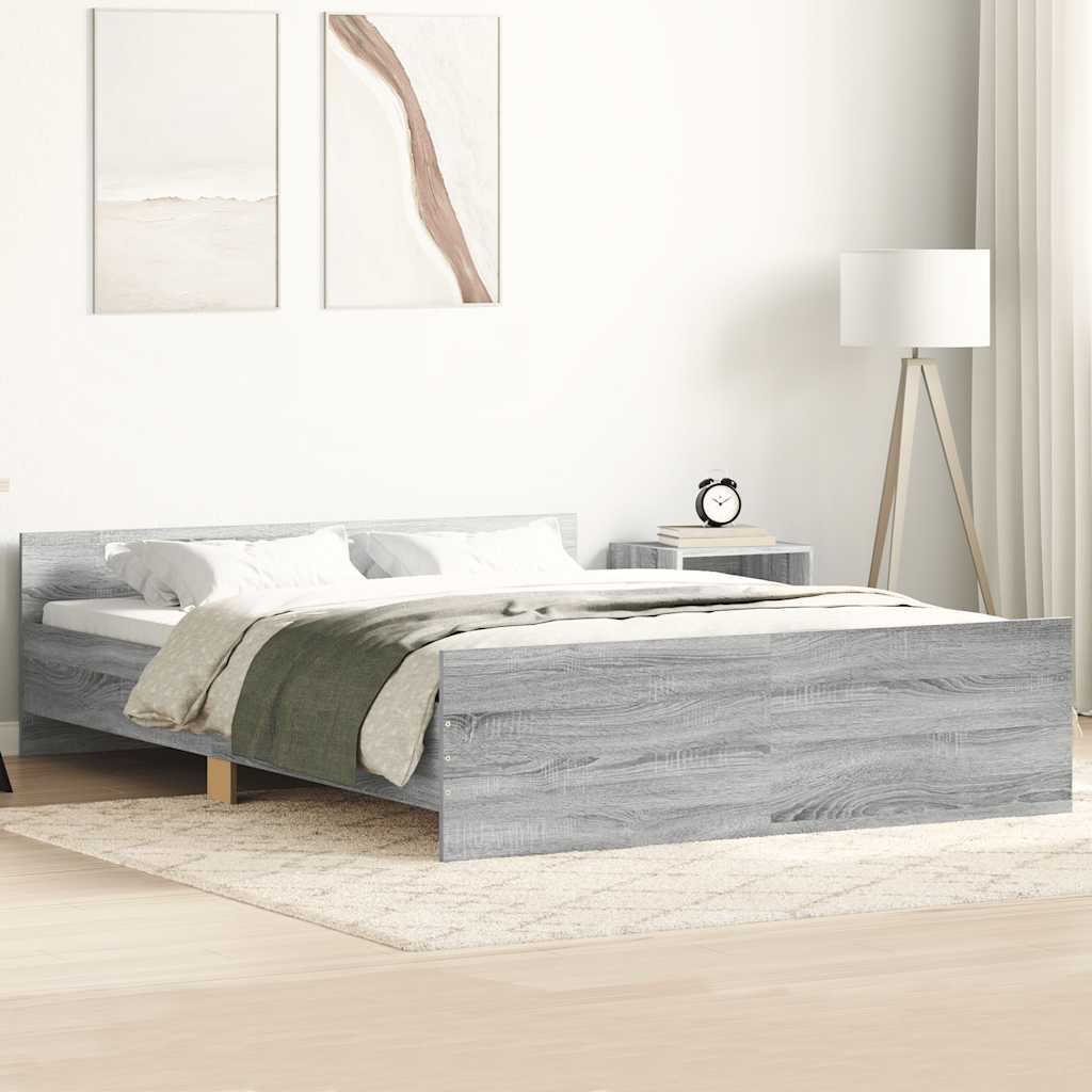 Bedframe met hoofd- en voeteneinde grijs sonoma 150x200 cm is nu te koop bij PeponiXL, paradijselijk wonen!