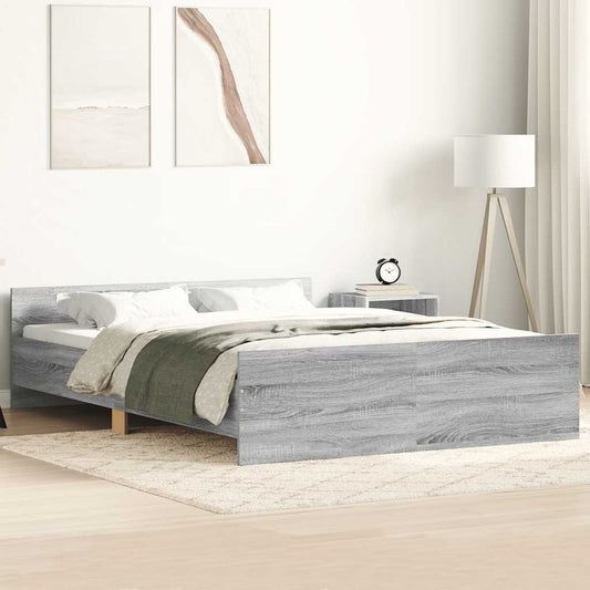 Bedframe met hoofd- en voeteneinde grijs sonoma 150x200 cm is nu te koop bij PeponiXL, paradijselijk wonen!