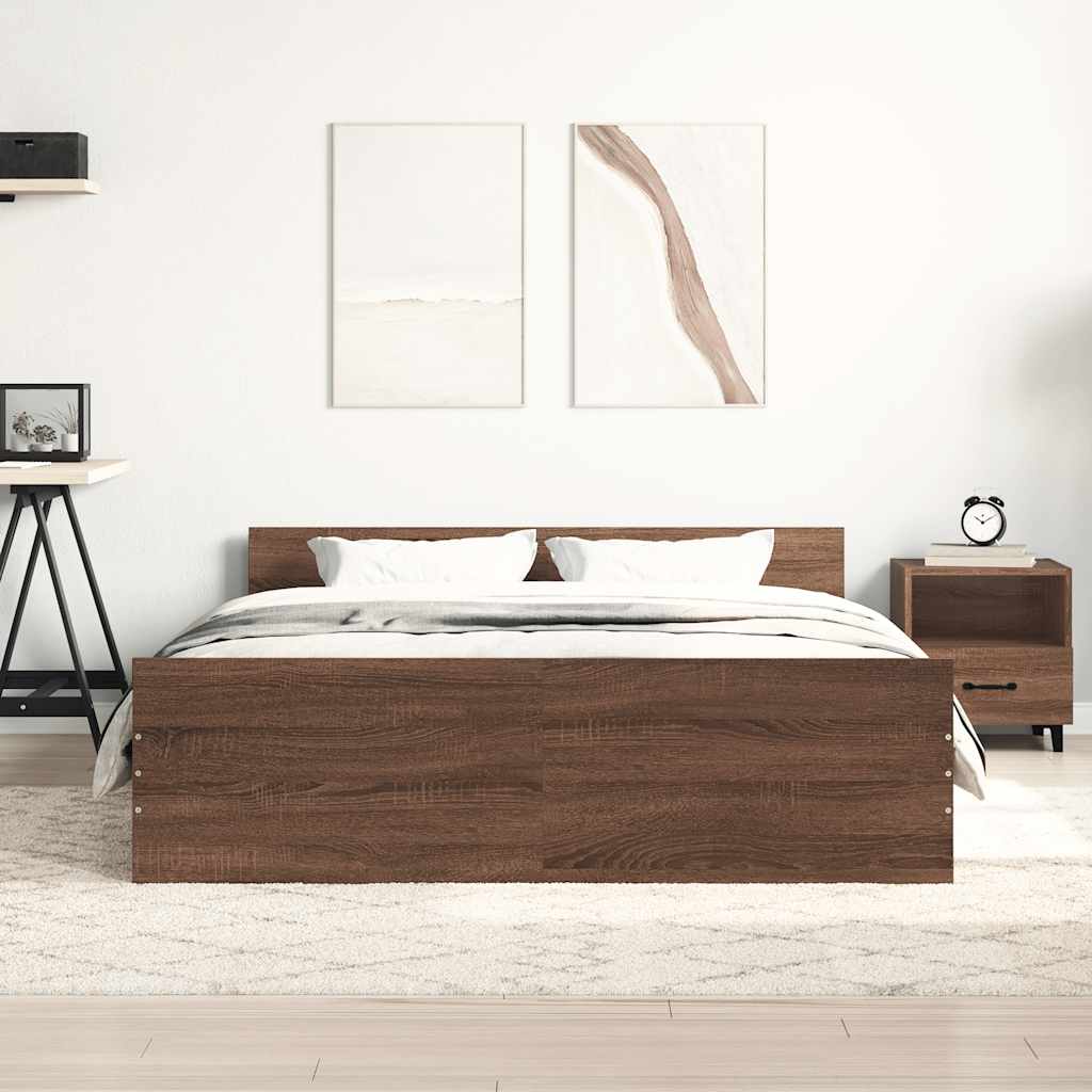 Bedframe hoofd- en voeteneinde bruin eikenkleur 150x200 cm is nu te koop bij PeponiXL, paradijselijk wonen!
