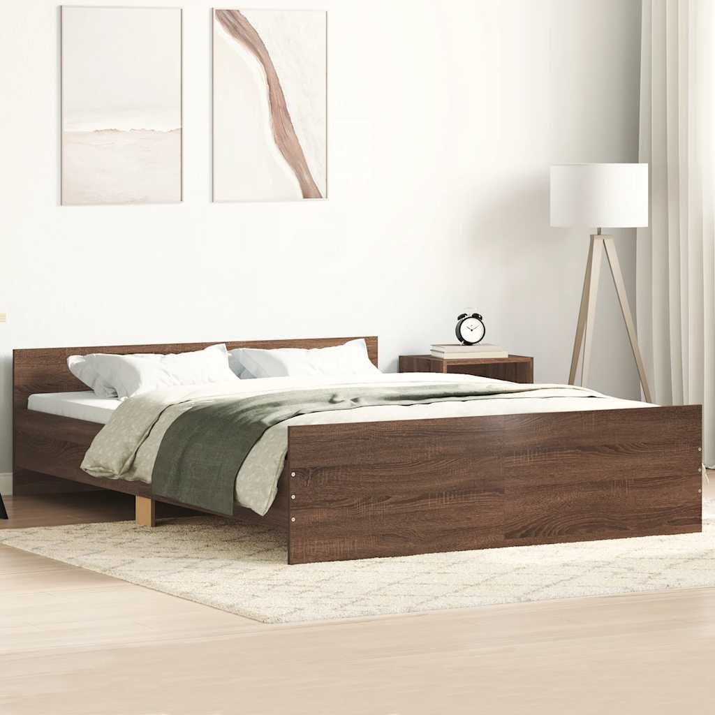 Bedframe hoofd- en voeteneinde bruin eikenkleur 150x200 cm is nu te koop bij PeponiXL, paradijselijk wonen!