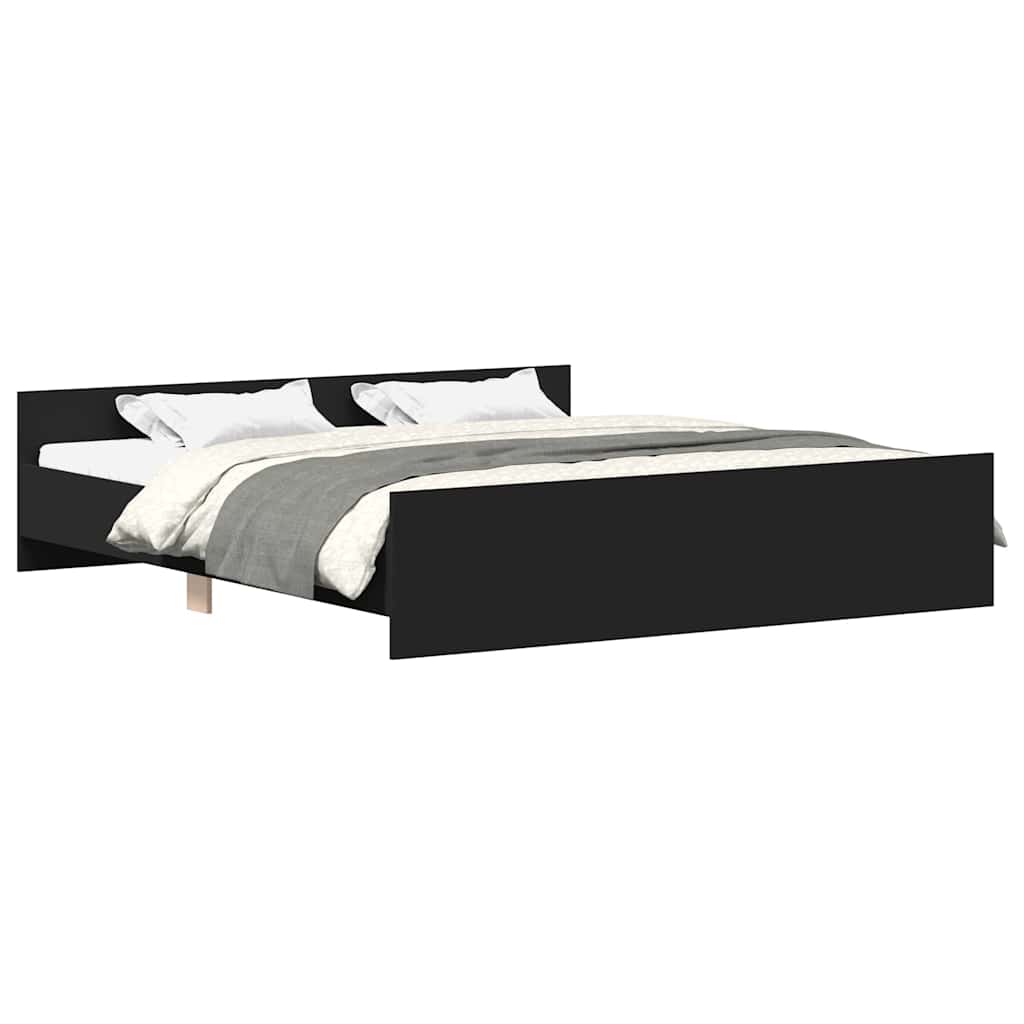 Bedframe met hoofd- en voeteneinde zwart 160x200 cm is nu te koop bij PeponiXL, paradijselijk wonen!