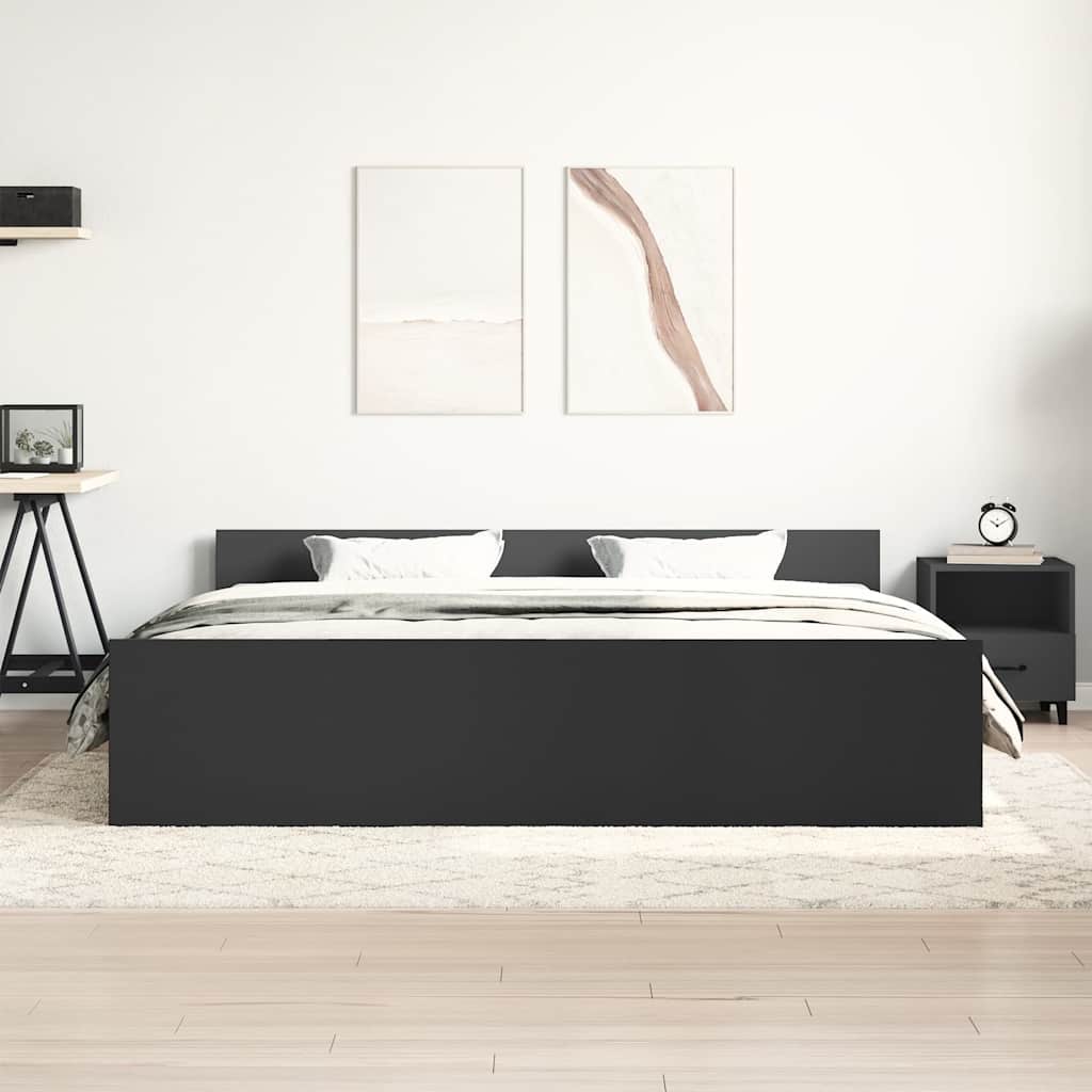 Bedframe met hoofd- en voeteneinde zwart 160x200 cm is nu te koop bij PeponiXL, paradijselijk wonen!